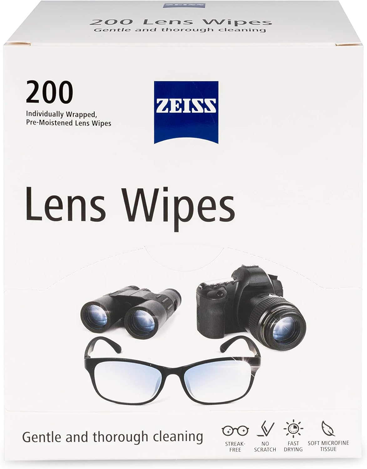 ZEISS Pre-Moistened Lens Cleaning Wipes, 200 Count