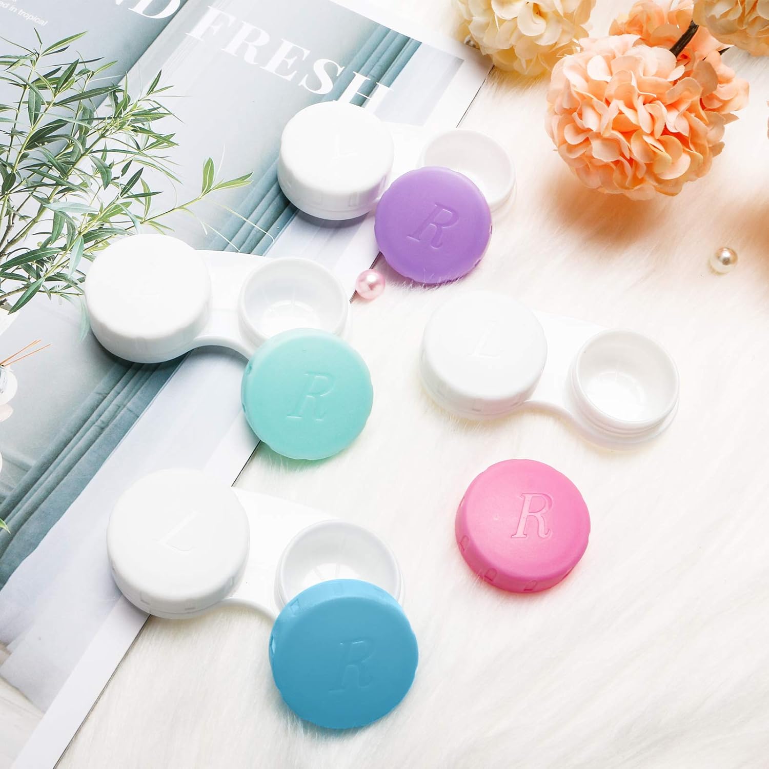 12PCS Contact Lens Case, Colorful Contact Lens Box Left/Right Eyes Holder Container, Outdoor Mini Contact Lens Soak Storage Kit for TravelHome.