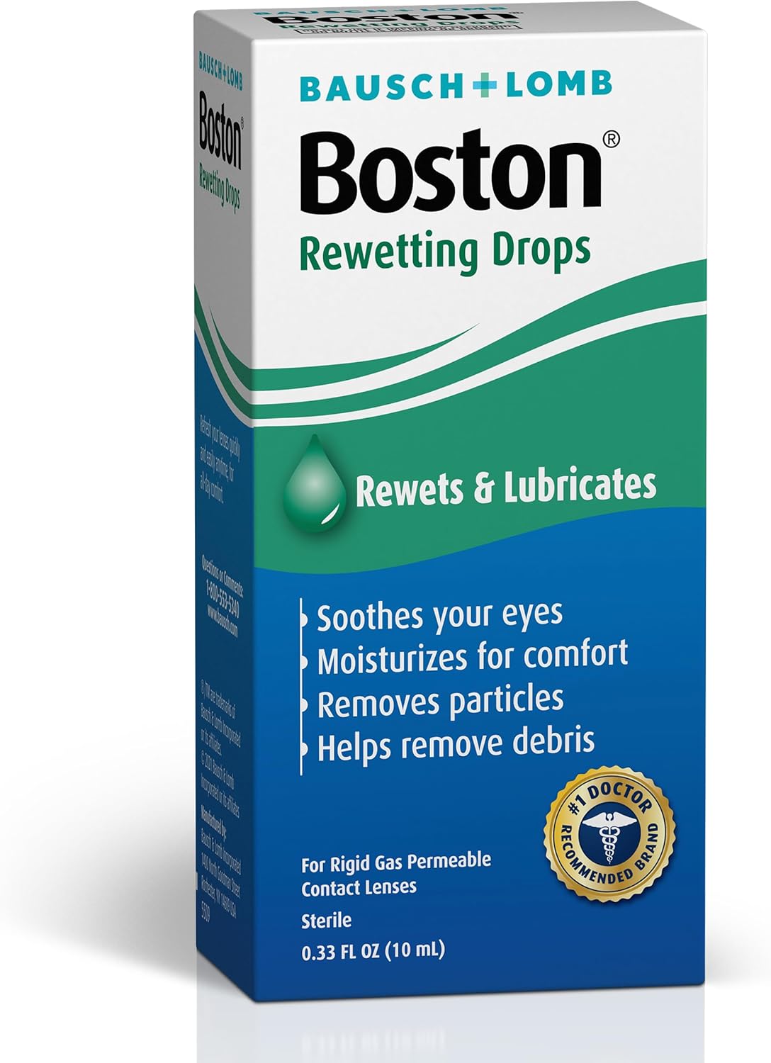 Boston Contact Lens Solution, Rewetting Solution for Gas Permeable Contact Lenses, 0.33 Fl Oz