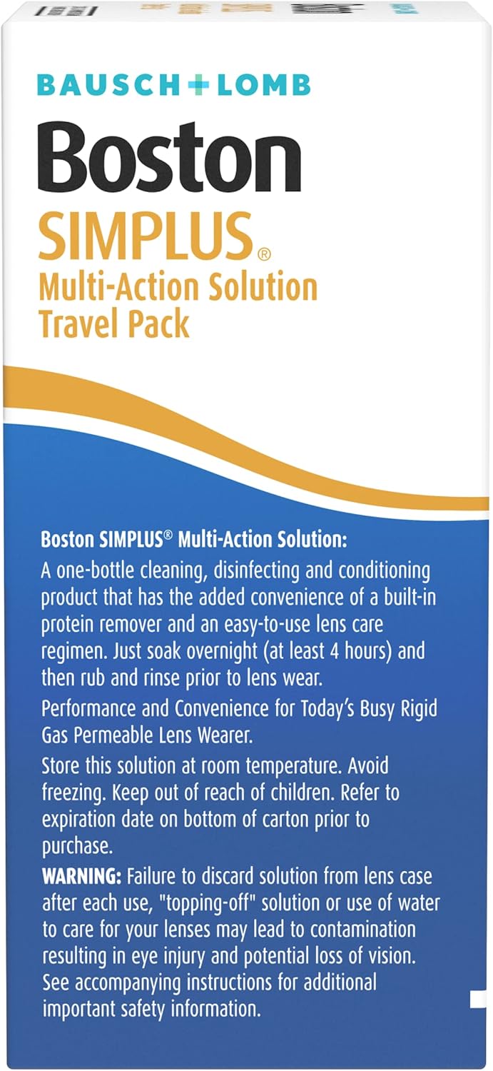 Boston Simplus Contact Lens Solution, for Gas Permeable Contact Lenses, Contact Lens Case Included, 1 Fl Oz