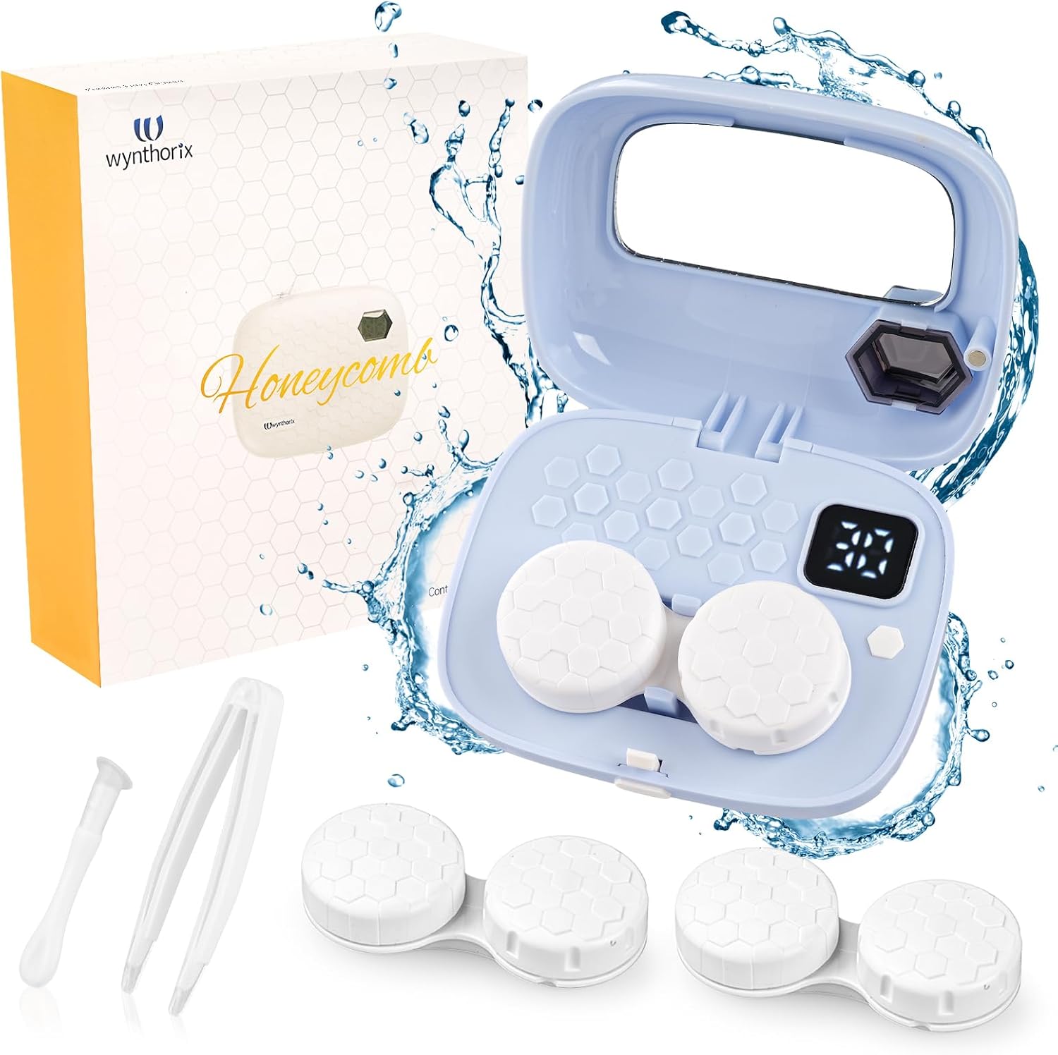 Contact Lens Cleaner Machine,Wynthorix Ultrasonic Contact Lens Cleaner,Auto Contact Lens Case with Mirror LED for Timer Reminder Remover Cleaning Colored Contact Lens Soft Lens Travel  Daily Care