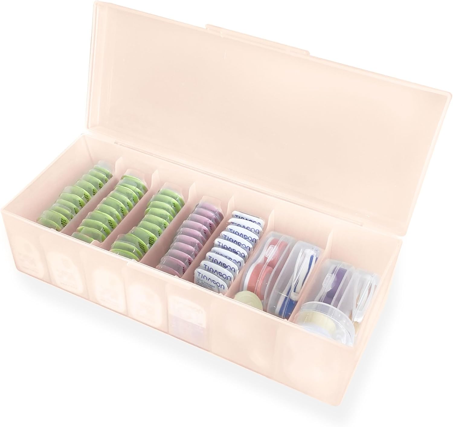 Daily Colored Contact Lenses Storage Organizer, Frosted Plastic Travel Cute Multifunctional Daily Use Colored Contact Lens Case for All Brands Daily Lens (Light Pink)