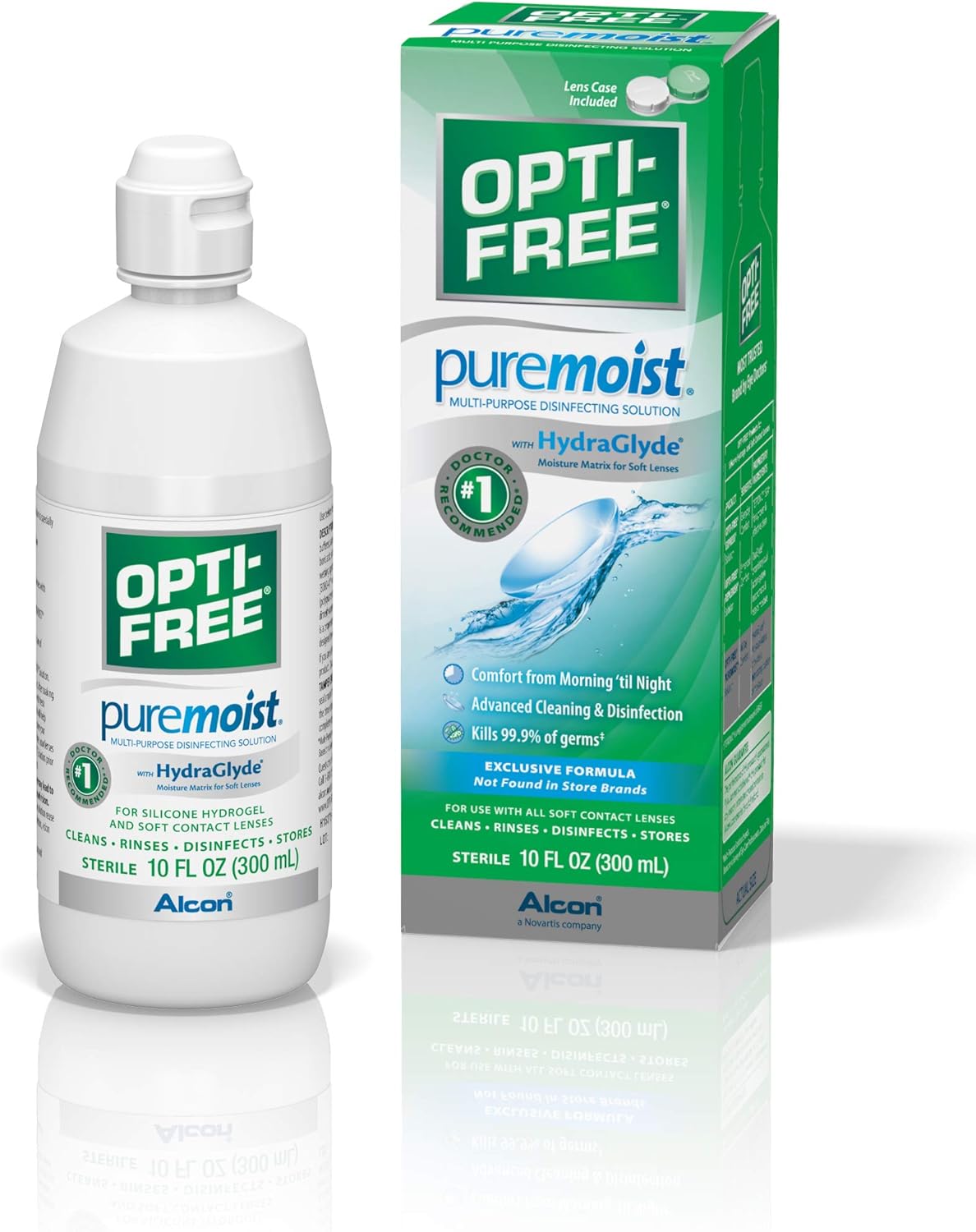 Opti-Free Puremoist Multi-Purpose Disinfecting Solution with Lens Case, 10-Ounces, 10 FL Oz (Pack of 1)