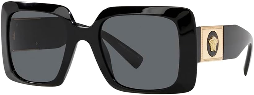 Versace VE 4405 GB1/87 Black Plastic Rectangle Sunglasses Grey Lens