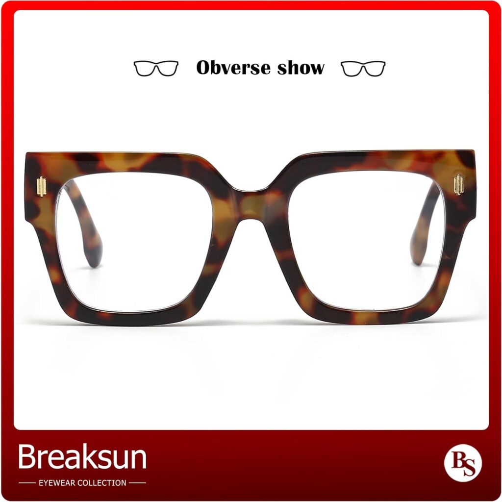 Breaksun Fashion Oversized Blue Light Blocking Glasses for Women Men Trendy Big Square Frame Computer Eyeglasses