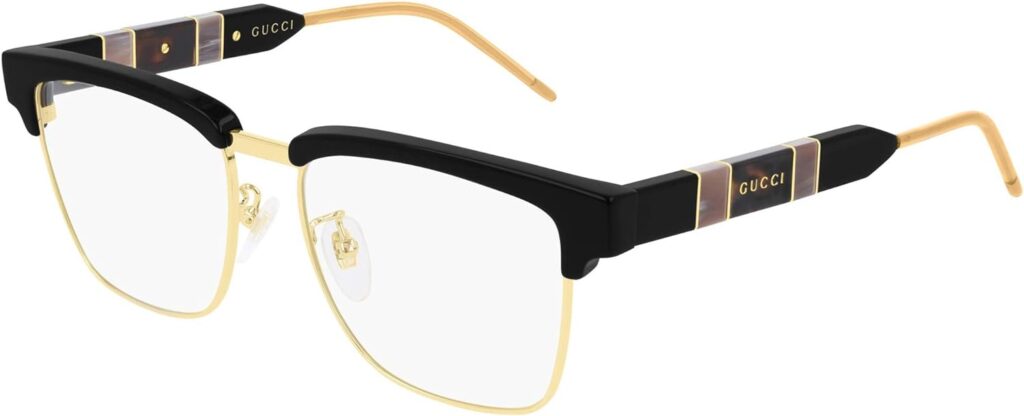 Gucci Rectangular Eyeglasses GG0605O 001 Gold/Black 52mm