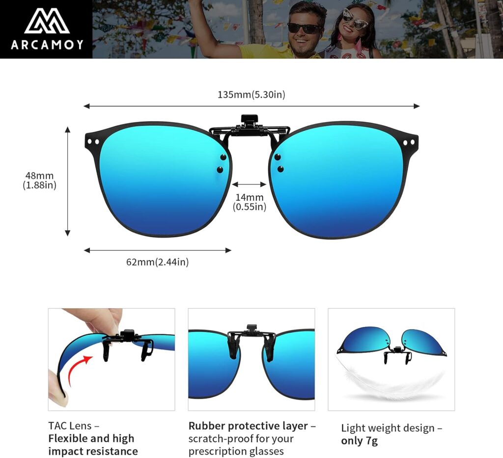 Clip on Sunglasses Over Prescription Glasses Polarized Anti Glare Flip Up UV Protection Glasses For Men Women